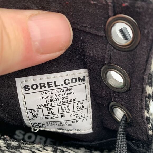 Sorel Joan of Arc Lexie wedge ankle boots black and white Womans size 6.5 - Picture 12 of 12